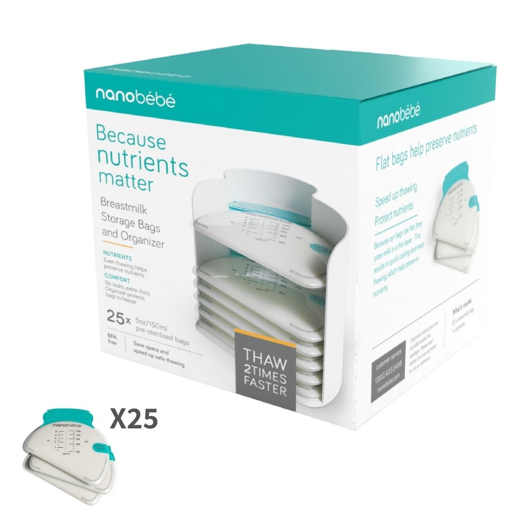 מתקן אחסון לשקיות + 25 שקיות לחלב אם